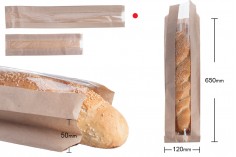 Kraft braon papirna kesa 120x50x650mm sa prozorom 70mm, za baget hleb - 100 kom