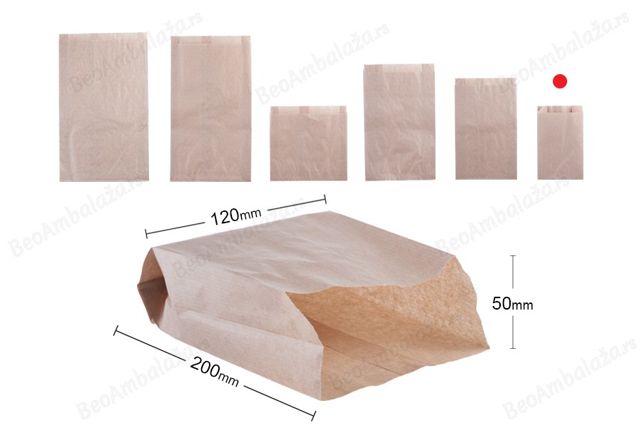 Kraft braon papirna kesa 120x50x200mm bez prozora - 100 kom-dimenzije_slike