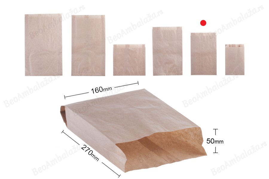Kraft braon papirna kesa 160x50x270mm bez prozora - 100 kom-dimenzije_slike