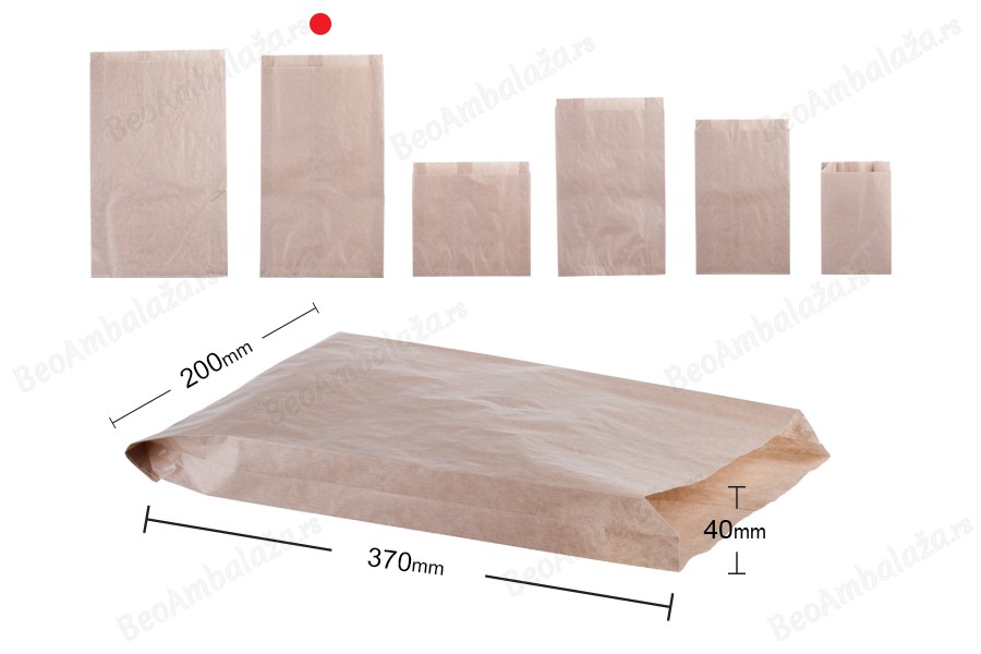 Kraft braon papirna kesa 200x40x370mm bez prozora - 100 kom-dimenzije_slike