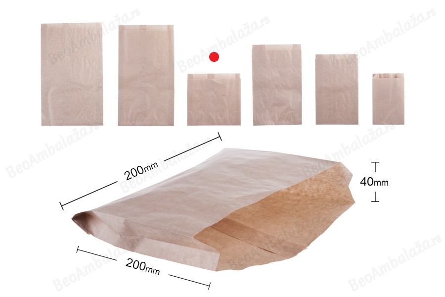 Kraft braon papirna kesa 200x40x200mm bez prozora - 100 kom-dimenzije_slike