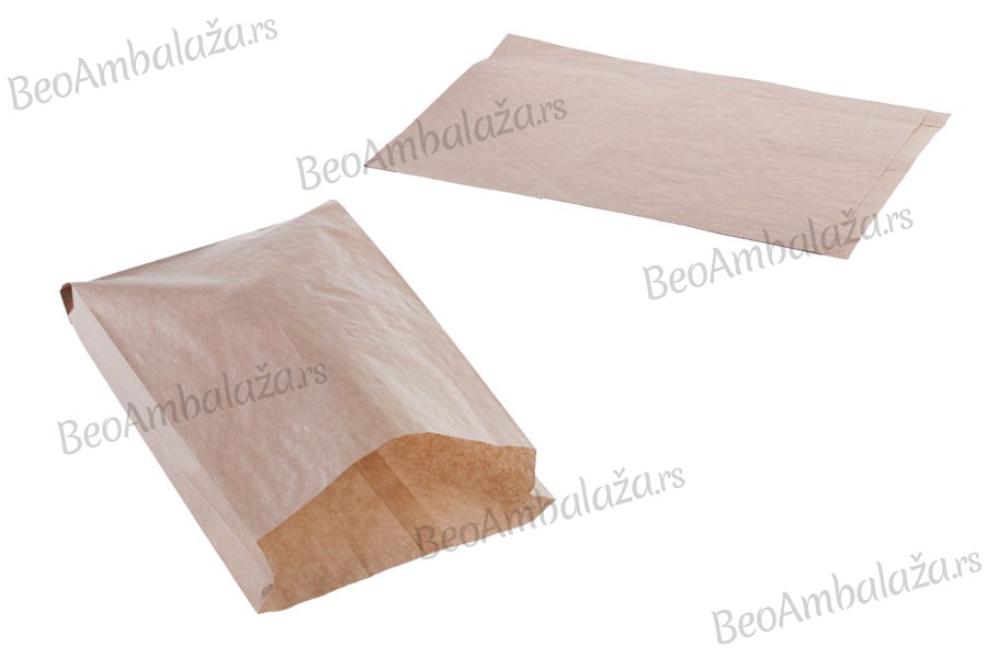 Kraft braon papirna kesa 220x50x380mm bez prozora, pogodna za masnu hranu - 100 kom