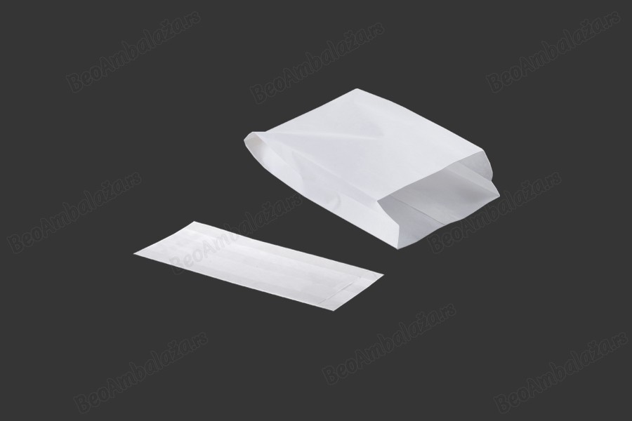 Bela papirna kesa 120x40x230mm bez prozora, pogodna za masnu hranu - 100 kom-slika_proizvoda