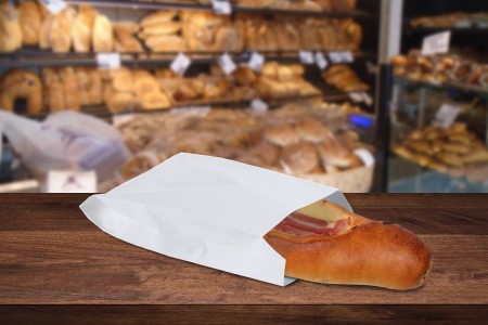 Bela papirna kesa 120x40x230mm bez prozora, pogodna za masnu hranu - 100 kom-3
