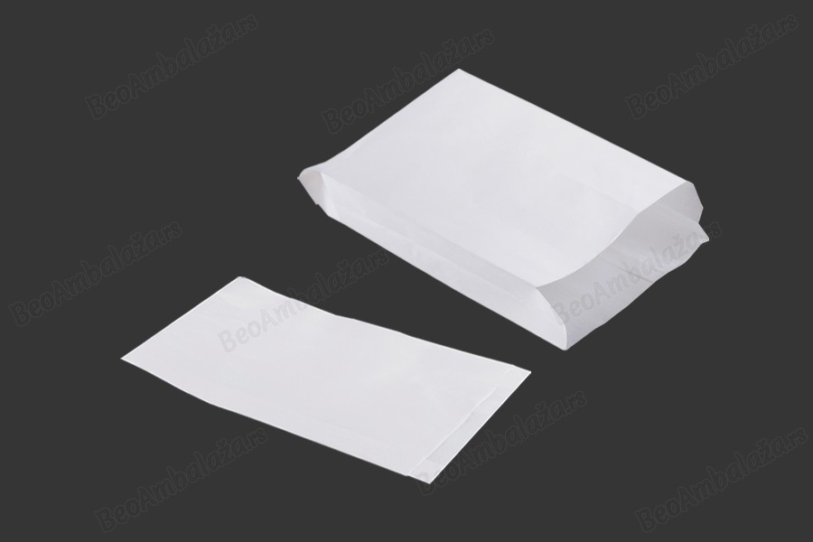 Bela papirna kesa 160x50x300mm bez prozora, pogodna za masnu hranu - 100 kom-slika_proizvoda