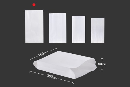 Bela papirna kesa 160x50x300mm bez prozora, pogodna za masnu hranu - 100 kom-2