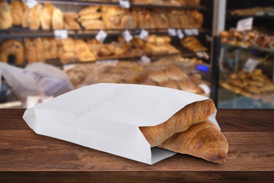 Bela papirna kesa 160x50x300mm bez prozora, pogodna za masnu hranu - 100 kom-grupa_slika
