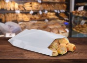 Bela papirna kesa 120x40x260mm bez prozora, pogodna za masnu hranu - 100 kom