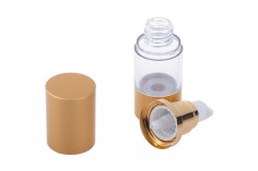 Airless plastična flašica 15mL za kreme sa aluminijumskom osnovom i aluminijumskim zatvaračem u MAT zlatnoj boji