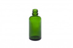Zelena staklena bočica za etarska ulja 50mL, sa grlom PP18 - bez zatvarača