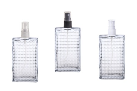 Staklena četvrtasta bočica sa reljefom 90mL za parfem, 18/415-grupa_slika