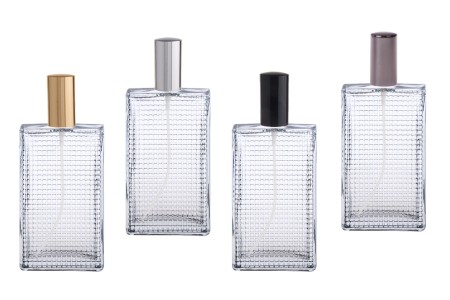 Staklena četvrtasta bočica sa reljefom 90mL za parfem, 18/415-grupa_slika