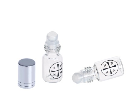 Staklena roll-on bočica 3mL sa krstom i srebrnim zatvaračem - 6 kom-dimenzije_slike