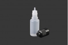 Plastična poluprovidna flašica 15mL sa crnim plastičnim zatvaračem CRC i plastičnom kapalicom, za elektronske cigarete - 50 kom