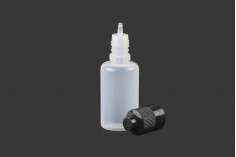 Plastična poluprovidna flašica 30mL sa crnim plastičnim zatvaračem CRC i plastičnom kapalicom, za elektronske cigarete - 50 kom