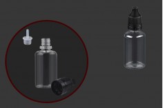 Plastična providna flašica 30mL sa crnim plastičnim zatvaračem CRC i plastičnom kapalicom, za elektronske cigarete - 50 kom