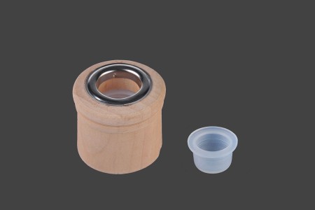 Drveni prsten za bočicu za osveživač prostora PP28 sa srebrnim aluminijumskim unutrašnjim delom i plastičnim čepom-slika_proizvoda