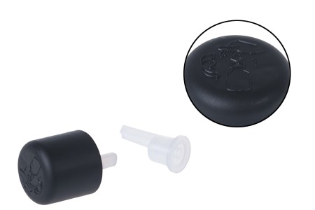 Plastični crni sigurnosni CRC zatvarač PP18 sa unutrašnjom kapaljkom-dimenzije_slike