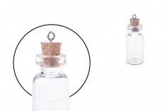 Mala, staklena flašica sa pampurnim zapušačem i kukicom za kačenje ili za dekoraciju, 16x42 mm - 25 kom