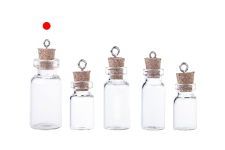 Mala, staklena flašica sa pampurnim zapušačem i kukicom za kačenje ili za dekoraciju, 16x42 mm - 25 kom-grupa_slika