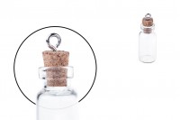 Mala, staklena flašica sa pampurnim zapušačem i kukicom za kačenje ili za dekoraciju 13x39  mm