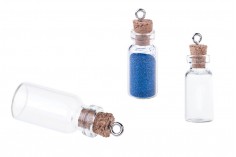 Mala, staklena flašica sa pampurnim zapušačem i kukicom za kačenje ili za dekoraciju, 13x39 mm - 25 kom