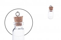 Mala, staklena flašica sa pampurnim zapušačem i kukicom za kačenje ili za dekoraciju 12x33 mm