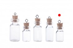 Mala, staklena flašica sa pampurnim zapušačem i kukicom za kačenje ili za dekoraciju 12x33 mm