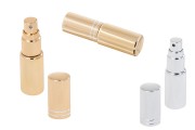 Stakleni tester za parfeme 5mL, sa sprejom i sa aluminijumskom oblogom u zlatnoj ili srebrnoj boji - 6 kom