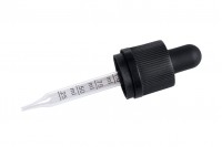 Kapaljka 20 ml sa vrhom, sigurnosnim CRC i mernim oznakama, pogodna za elektronske cigarete (crni zatvarač – crna mat gumica) pojedinačno pakovanje