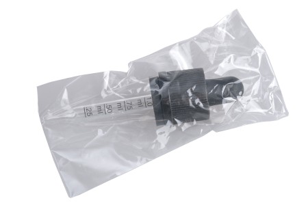 Pipeta od 20mL sa špicastim vrhom, sigurnosnim CRC zatvaranjem, mernim oznakama za zapreminu, pogodna za elektronske cigarete (crni zatvarač – crna MAT gumica) - pojedinačno pakovanje-dimenzije_slike