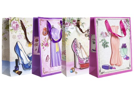 Papirna 3D poklon kesa, sa motivom "roze cipele", veličina "L", 31x12x42cm - 12 kom-grupa_slika