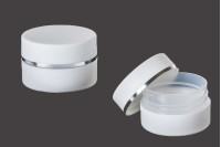 Plastična MAT bela kutijica 100mL sa zatvaračem sa širokom srebrnom linijom i zaptivkom - 6 kom
