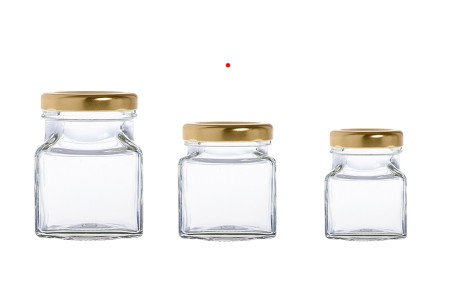 Staklena kockasta tegla za med ili kafu 212mL (za T.O. 58 zatvarač) - bez zatvarača-grupa_slika