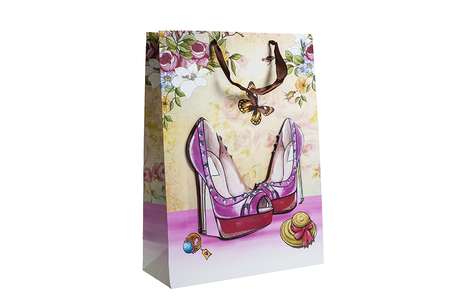Papirna 3D poklon kesa, sa motivom "roze cipele", veličina "L", 31x12x42cm - 12 kom Papirna 3D poklon kesa, sa motivom "roze cipele", veličina "L", 31x12x42cm - 12 kom