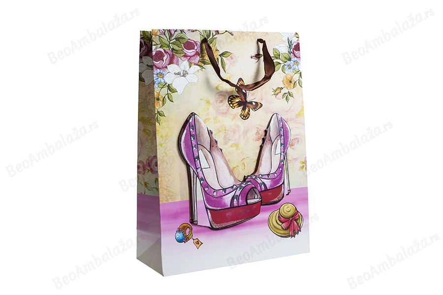 Papirna 3D poklon kesa, sa motivom "roze cipele", veličina "L", 31x12x42cm - 12 kom-slika_proizvoda
