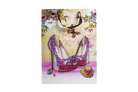 Papirna 3D poklon kesa, sa motivom "roze cipele", veličina "L", 31x12x42cm - 12 kom-dimenzije_slike