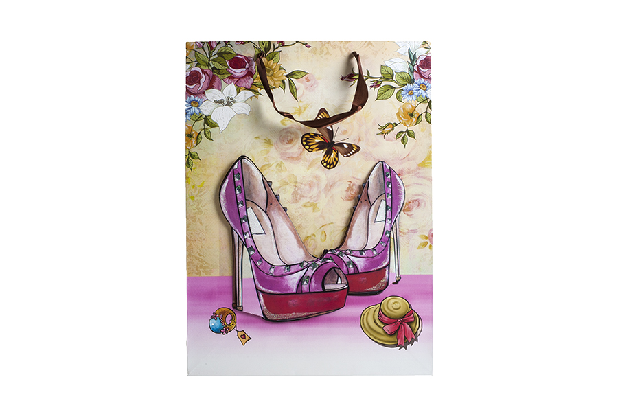 Papirna 3D poklon kesa, sa motivom "roze cipele", veličina "L", 31x12x42cm - 12 kom Papirna 3D poklon kesa, sa motivom "roze cipele", veličina "L", 31x12x42cm - 12 kom