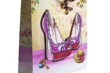 Papirna 3D poklon kesa, sa motivom "roze cipele", veličina "L", 31x12x42cm - 12 kom-grupa_slika