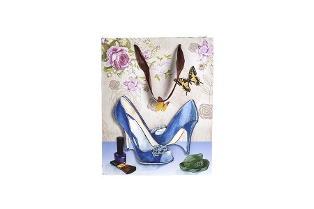 Papirna 3D poklon kesa, sa motivom "plave cipele", veličina "M", 26x10x32cm - 12 kom-dimenzije_slike