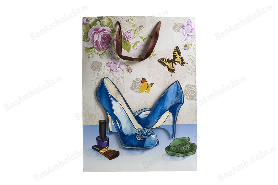Papirna 3D poklon kesa, sa motivom "plave cipele", veličina "L", 31x12x42cm - 12 kom-dimenzije_slike