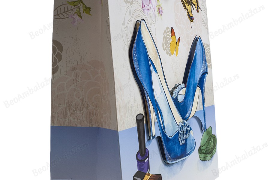 Papirna 3D poklon kesa, sa motivom "plave cipele", veličina "L", 31x12x42cm - 12 kom-