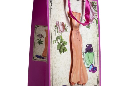 Papirna 3D poklon kesa, sa motivom "narandžasta haljina", veličina "L", 31x12x42cm - 12 kom-grupa_slika