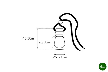 Bočica za osveživač automobila 4mL, kupasta sa drvenim zatvaračem i zakačkom - 25 kom-dimenzije_slike