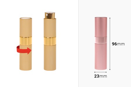 Staklena flašica 8mL sa sprejom za parfem u aluminijumskoj futroli-dimenzije_slike