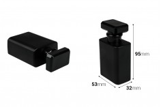 Staklena crna bočica 50 ml za parfeme u setu sa aluminijumskim sprejom i crnim akrilnim poklopcem