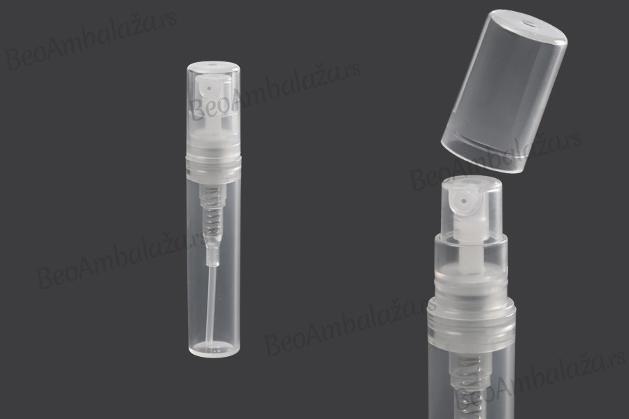 Providna plastična tester bočica 3mL za parfeme, sa sprejom i zatvaračem - 50 kom