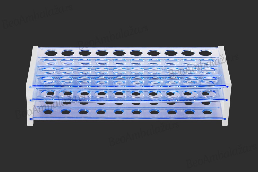 Plastični stalak 256x113x64 mm – 40 mesta (prečnik otvora 18 mm)