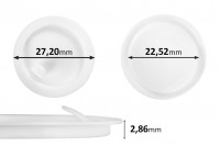 Plastični međupoklopac (PE) bele boje, visine 2,86 mm i prečnika 27,2 mm (mali prečnik: 22,52 mm) - 12 kom
