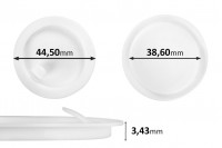 Plastična PE bela zaptivka debljine 3,43 mm - veći prečnik 44,50 mm (manji prečnik: 38,60 mm) - 12kom